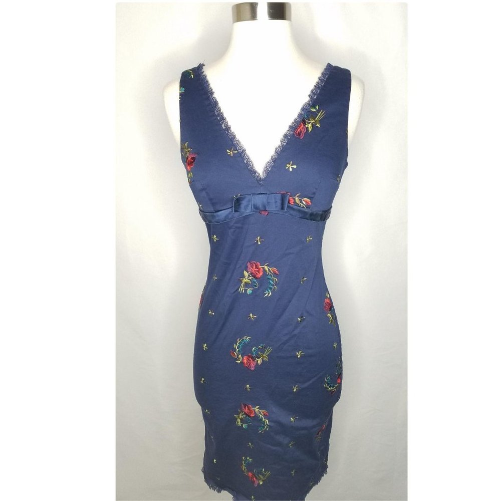 Betsey Johnson Navy Floral Midi Dress